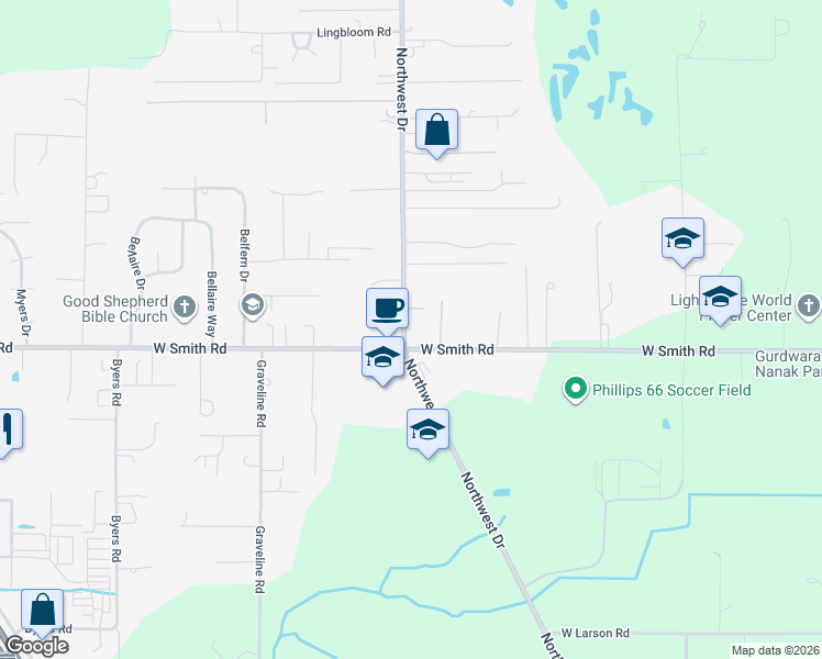 map of restaurants, bars, coffee shops, grocery stores, and more near 5318 Northwest Drive in Bellingham