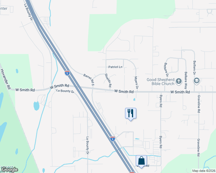 map of restaurants, bars, coffee shops, grocery stores, and more near 1459 Rainier Court in Ferndale