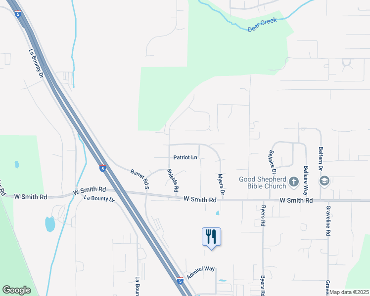 map of restaurants, bars, coffee shops, grocery stores, and more near 1425 Myers Drive in Ferndale