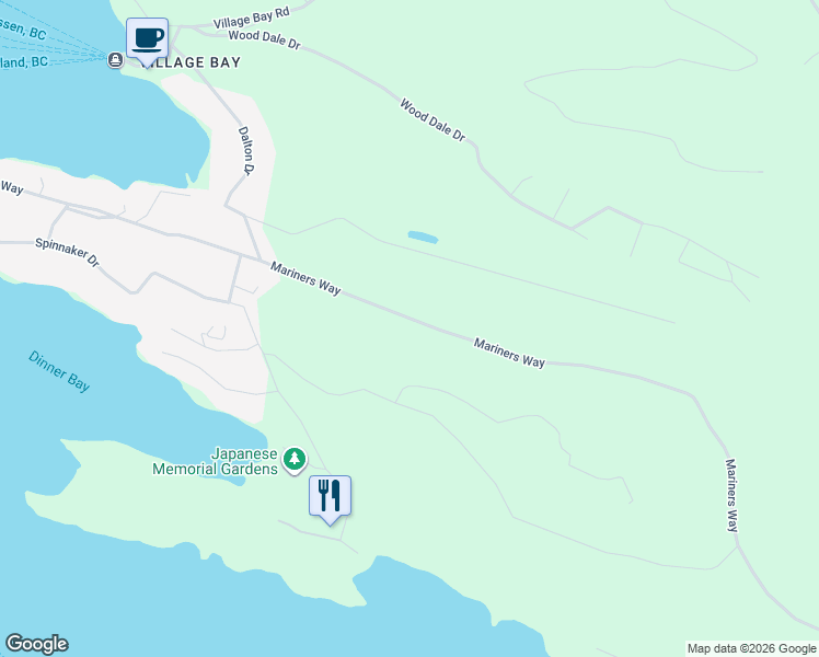 map of restaurants, bars, coffee shops, grocery stores, and more near 310 Mariners Way in Mayne Island