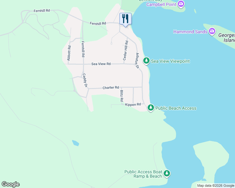 map of restaurants, bars, coffee shops, grocery stores, and more near Kippen Road in Mayne Island