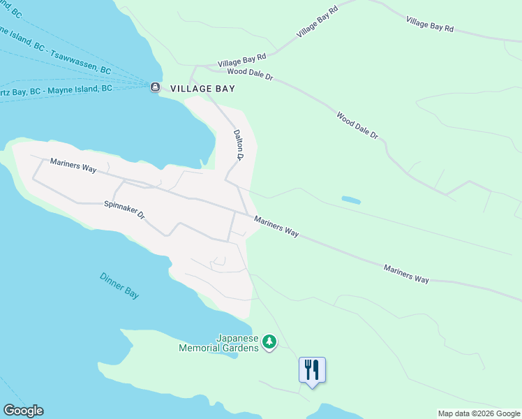 map of restaurants, bars, coffee shops, grocery stores, and more near 274 Merryman Drive in Mayne Island