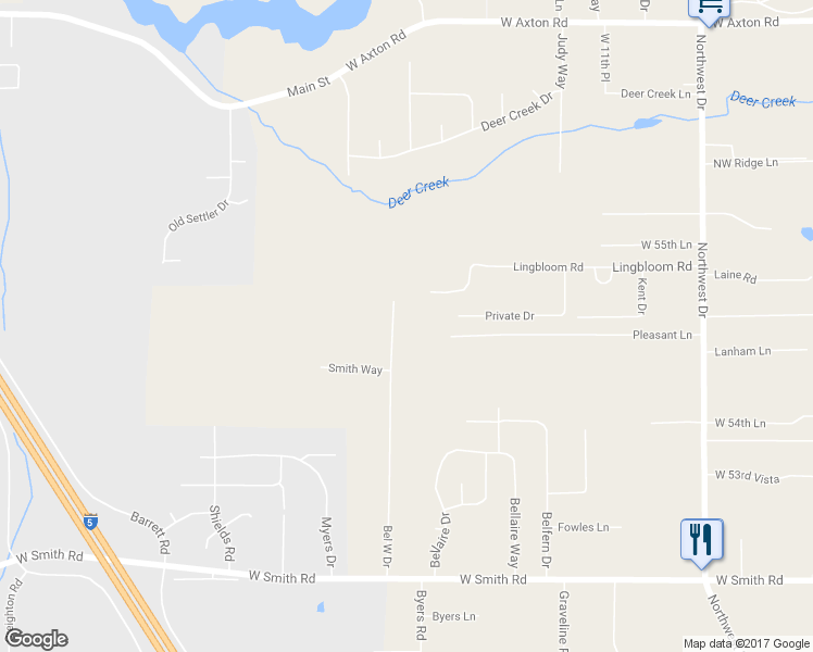 map of restaurants, bars, coffee shops, grocery stores, and more near 5484 Bel West Drive in Bellingham