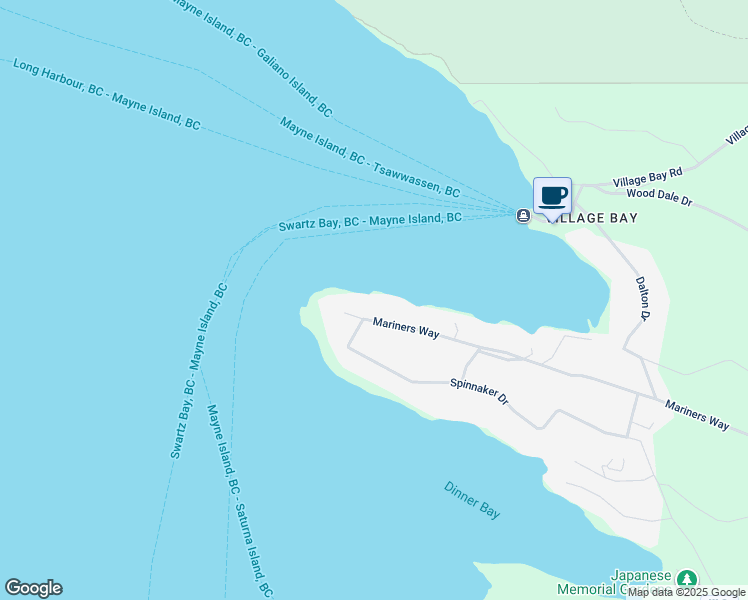 map of restaurants, bars, coffee shops, grocery stores, and more near 177 Mariners Way in Mayne Island
