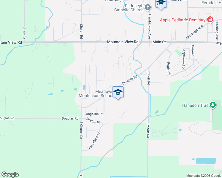 map of restaurants, bars, coffee shops, grocery stores, and more near 2396 Douglas Road in Ferndale