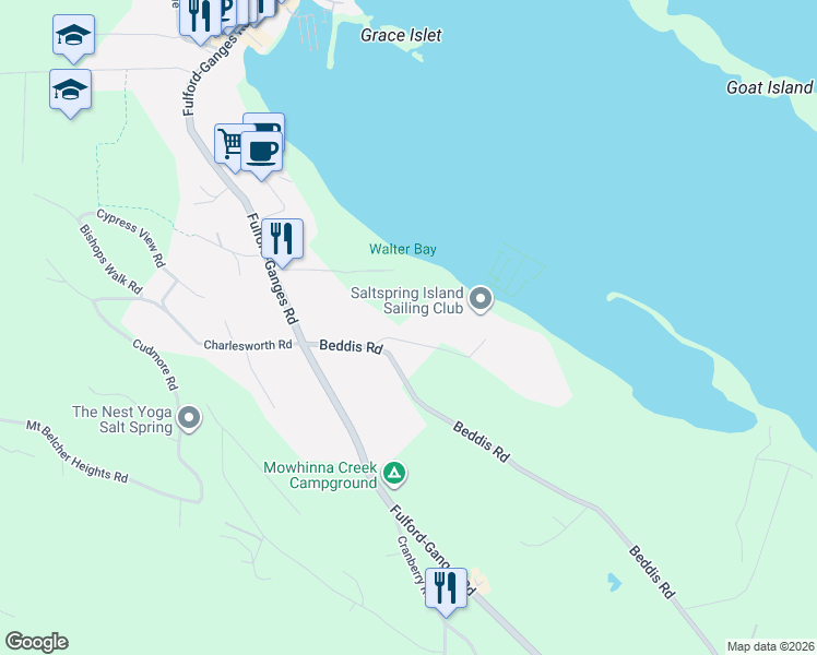 map of restaurants, bars, coffee shops, grocery stores, and more near 118 Douglas Road in Capital Regional District