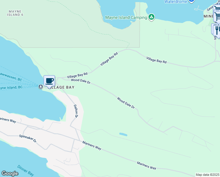 map of restaurants, bars, coffee shops, grocery stores, and more near 297 Wood Dale Drive in Mayne Island