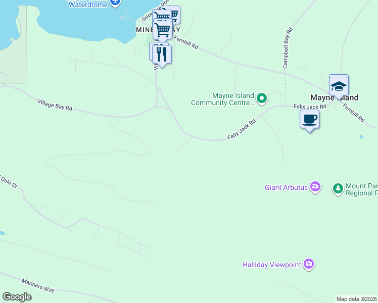 map of restaurants, bars, coffee shops, grocery stores, and more near 488 McKercher Road in Mayne Island