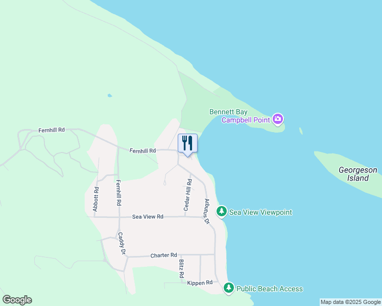 map of restaurants, bars, coffee shops, grocery stores, and more near 506 Arbutus Drive in Mayne Island