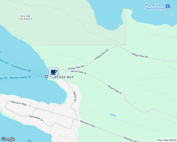 map of restaurants, bars, coffee shops, grocery stores, and more near 279 Wood Dale Drive in Mayne Island
