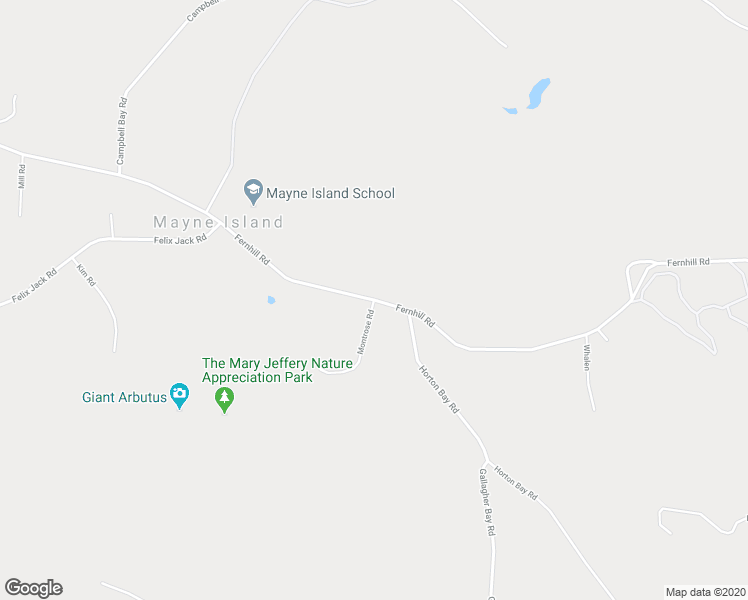 map of restaurants, bars, coffee shops, grocery stores, and more near Fernhill Road in Mayne Island