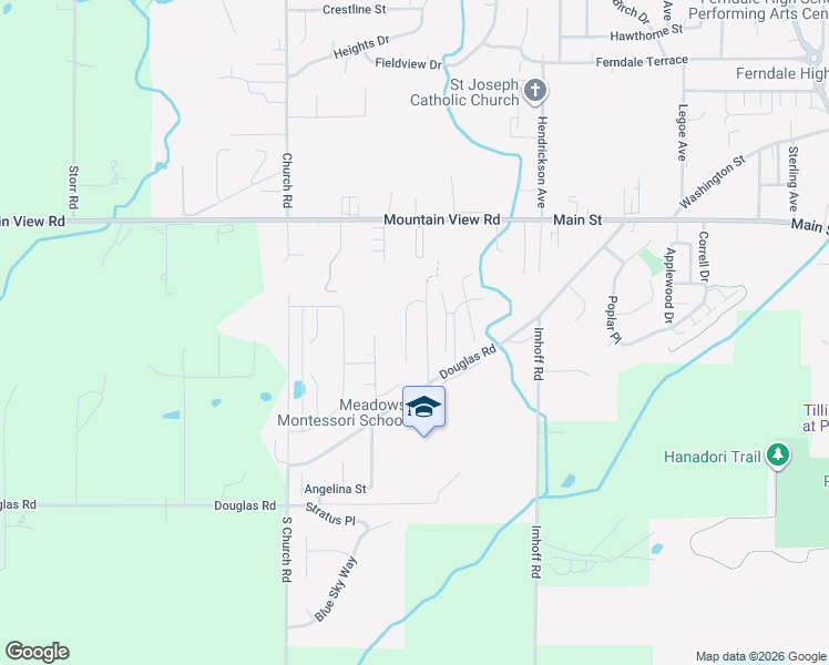 map of restaurants, bars, coffee shops, grocery stores, and more near 2392 Douglas Road in Ferndale