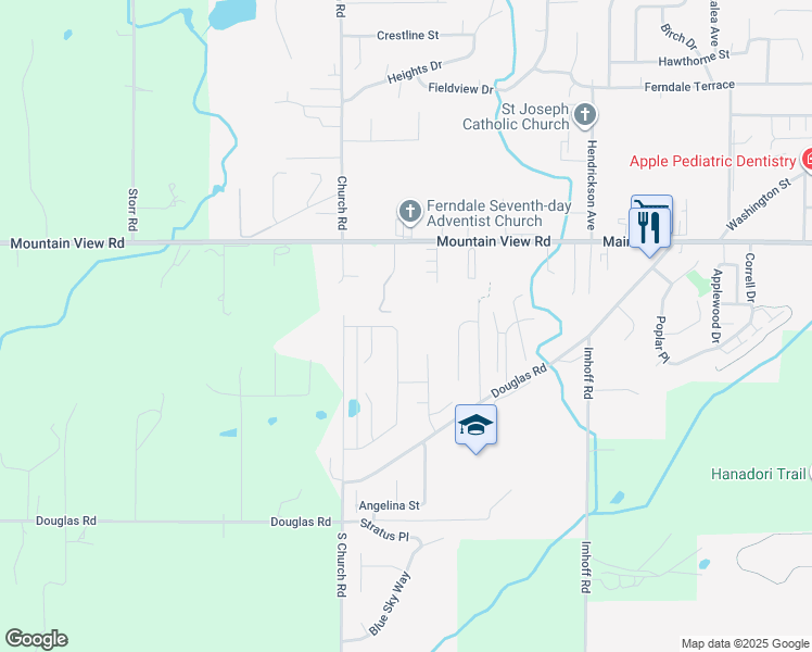 map of restaurants, bars, coffee shops, grocery stores, and more near 5591 Clearview Drive in Ferndale