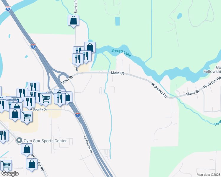 map of restaurants, bars, coffee shops, grocery stores, and more near 1625 Main Street in Ferndale