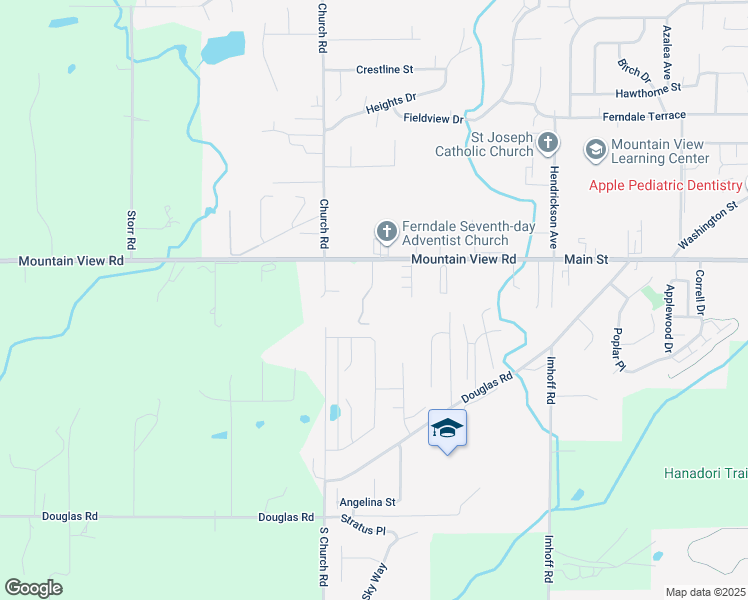 map of restaurants, bars, coffee shops, grocery stores, and more near 5674 Meadow View Court in Ferndale