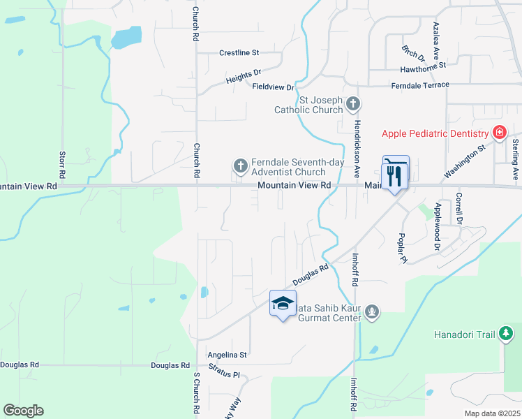 map of restaurants, bars, coffee shops, grocery stores, and more near 2407 Main Street in Ferndale
