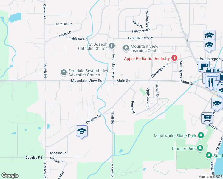 map of restaurants, bars, coffee shops, grocery stores, and more near 5663 Eagle Parkway in Ferndale
