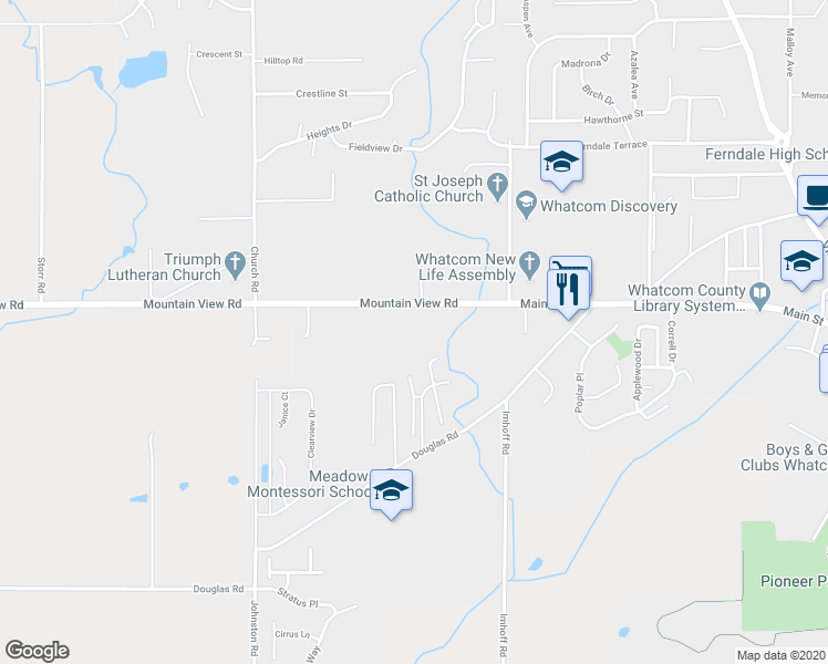 map of restaurants, bars, coffee shops, grocery stores, and more near 2367 Main Street in Ferndale