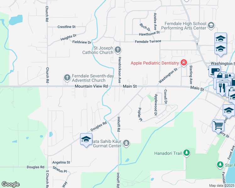 map of restaurants, bars, coffee shops, grocery stores, and more near 5663 Eagle Parkway in Ferndale