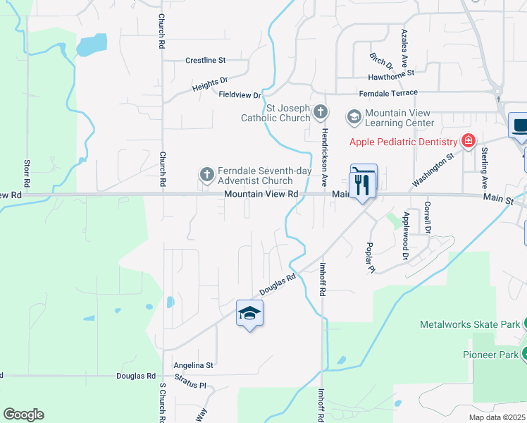 map of restaurants, bars, coffee shops, grocery stores, and more near 2367 Main Street in Ferndale