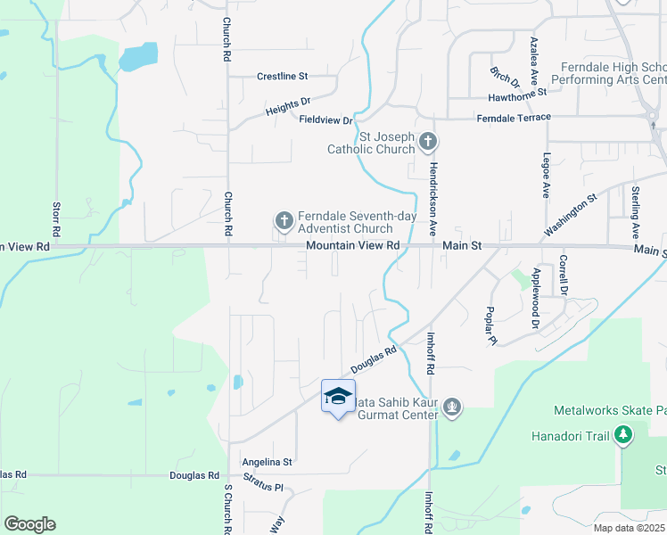 map of restaurants, bars, coffee shops, grocery stores, and more near 2379 Mountain View Road in Ferndale