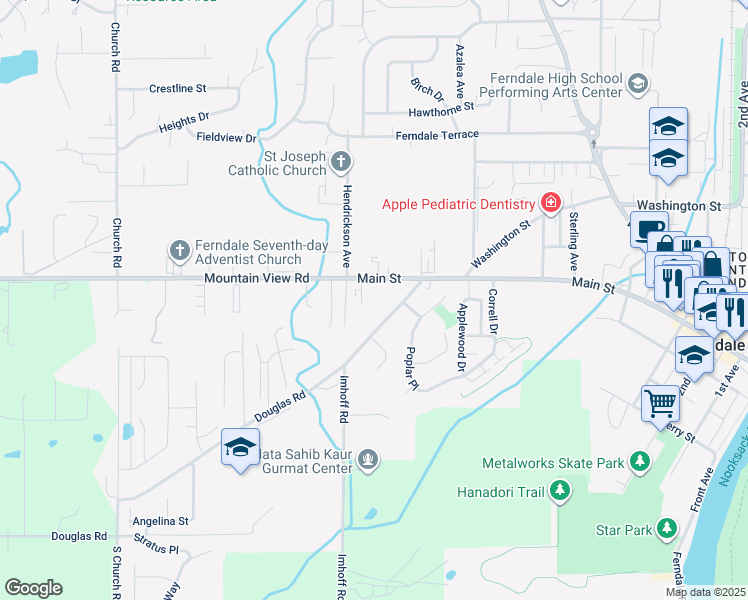 map of restaurants, bars, coffee shops, grocery stores, and more near 5670 Eagle Parkway in Ferndale