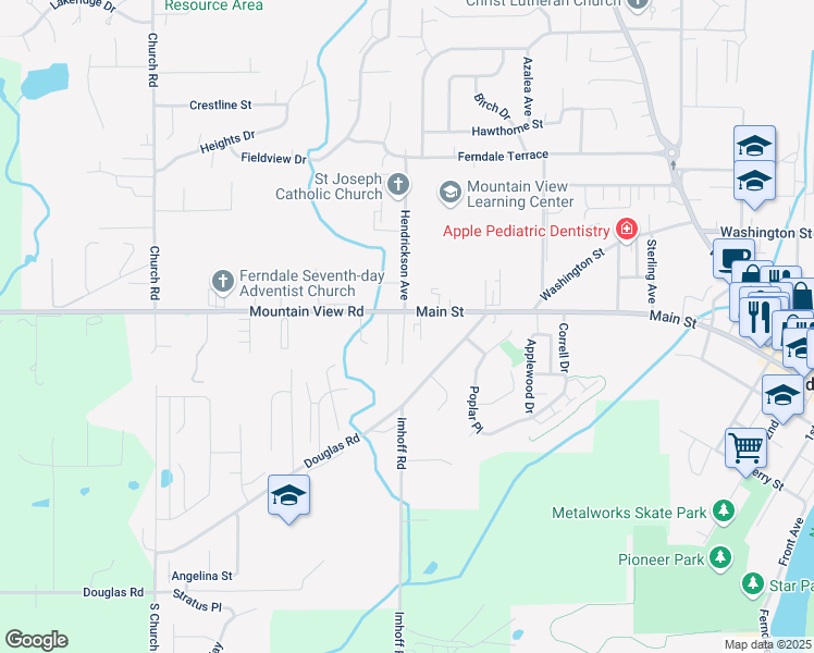 map of restaurants, bars, coffee shops, grocery stores, and more near 5663 Eagle Parkway in Ferndale