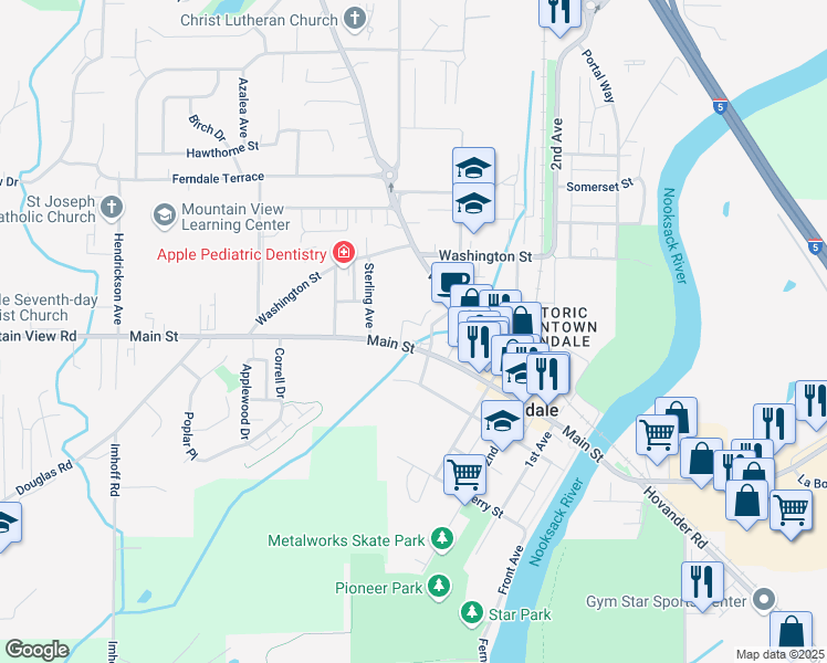 map of restaurants, bars, coffee shops, grocery stores, and more near 5715 4th Avenue in Ferndale