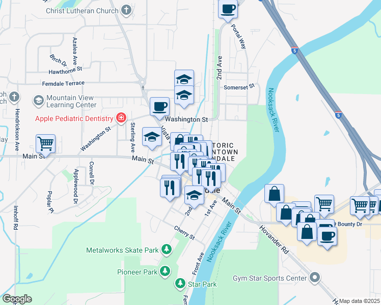 map of restaurants, bars, coffee shops, grocery stores, and more near 5715 3rd Avenue in Ferndale