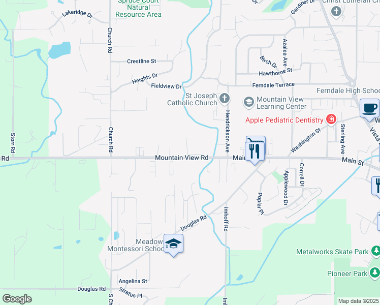 map of restaurants, bars, coffee shops, grocery stores, and more near 2346 Main Street in Ferndale