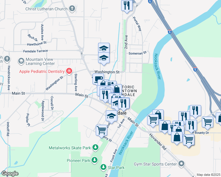 map of restaurants, bars, coffee shops, grocery stores, and more near 5715 3rd Avenue in Ferndale