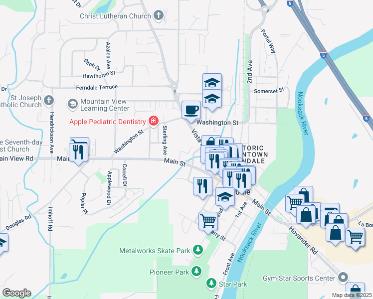map of restaurants, bars, coffee shops, grocery stores, and more near 5715 4th Avenue in Ferndale