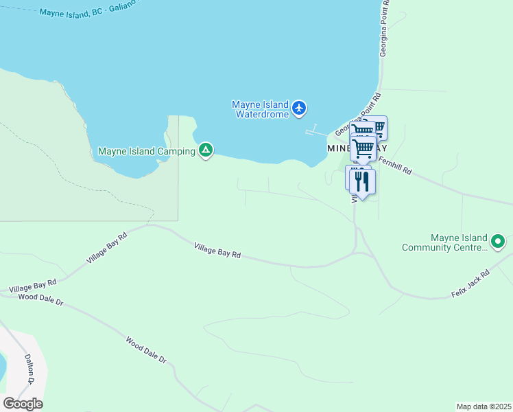 map of restaurants, bars, coffee shops, grocery stores, and more near 370 Maple Drive in Mayne Island