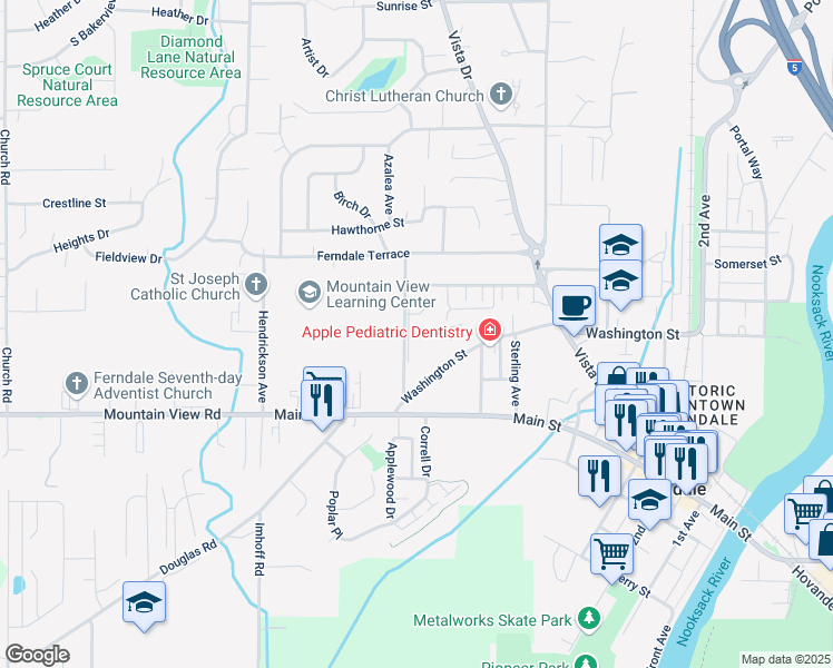 map of restaurants, bars, coffee shops, grocery stores, and more near 5752 Legoe Avenue in Ferndale