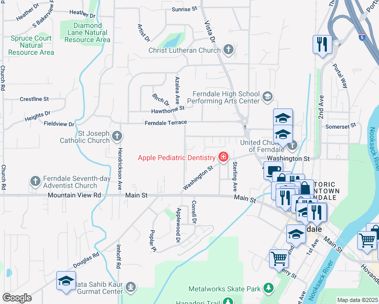 map of restaurants, bars, coffee shops, grocery stores, and more near 5752 Legoe Avenue in Ferndale
