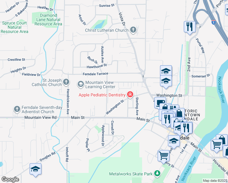 map of restaurants, bars, coffee shops, grocery stores, and more near 5752 Legoe Avenue in Ferndale