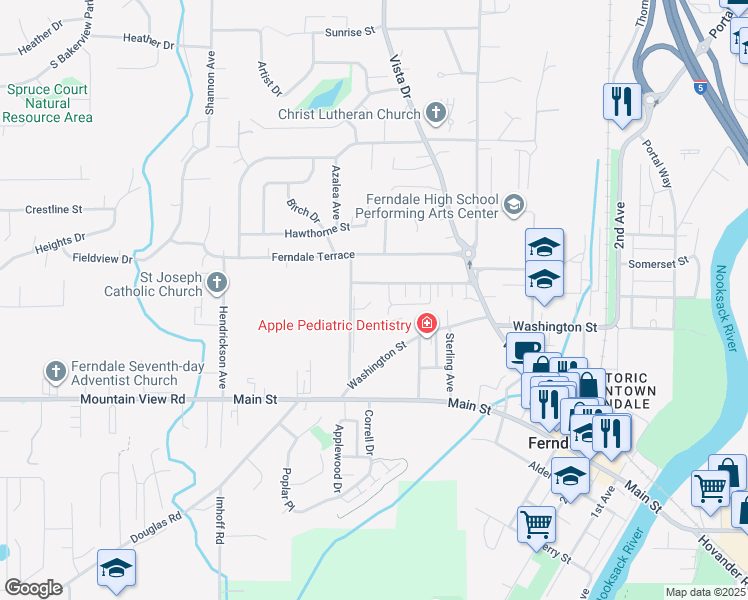 map of restaurants, bars, coffee shops, grocery stores, and more near 5752 Legoe Avenue in Ferndale