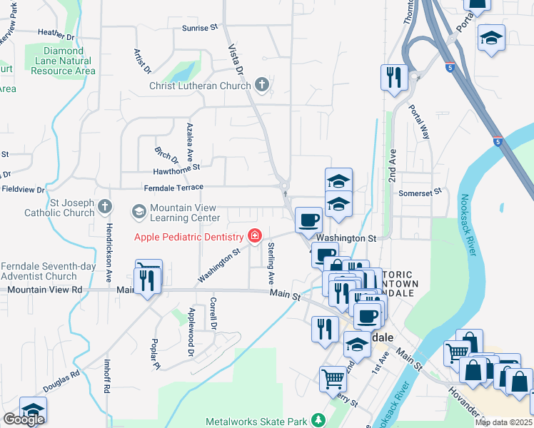 map of restaurants, bars, coffee shops, grocery stores, and more near 2139 Ferndale Terrace in Ferndale