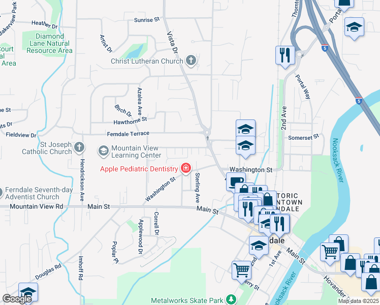 map of restaurants, bars, coffee shops, grocery stores, and more near 2139 Ferndale Terrace in Ferndale
