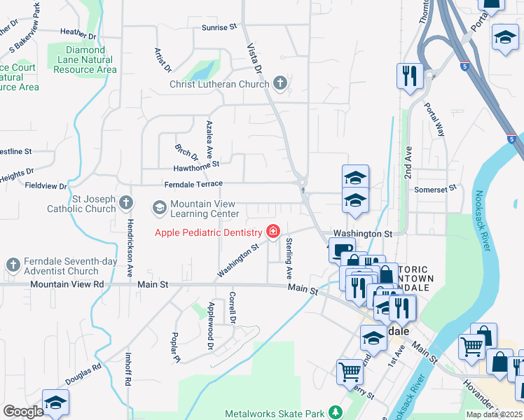 map of restaurants, bars, coffee shops, grocery stores, and more near 2139 Ferndale Terrace in Ferndale