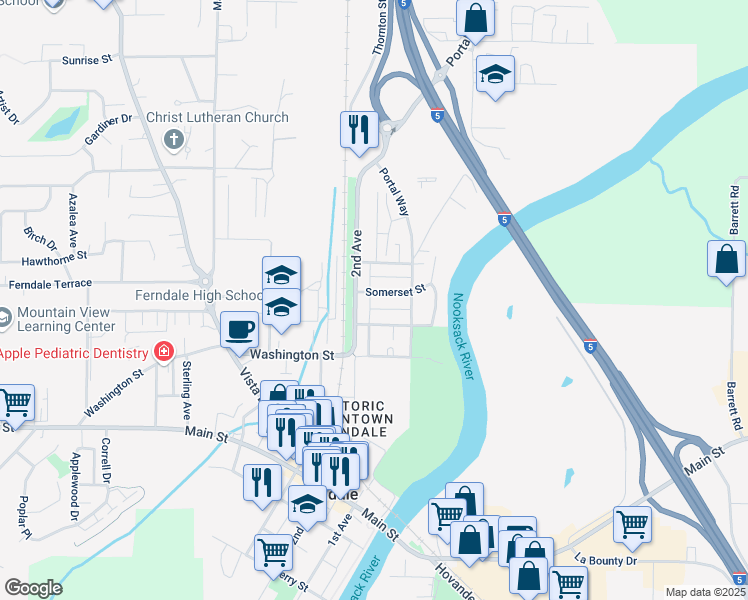 map of restaurants, bars, coffee shops, grocery stores, and more near 1977 Somerset Street in Ferndale