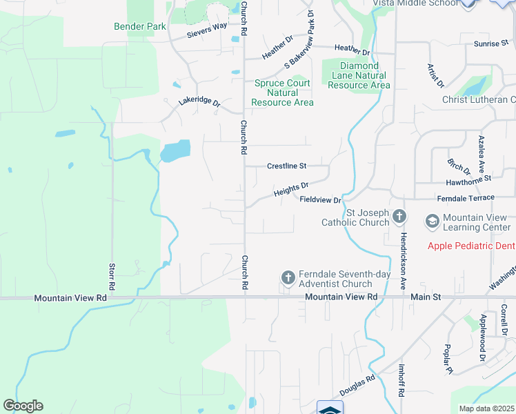 map of restaurants, bars, coffee shops, grocery stores, and more near 2499 Heights Drive in Ferndale