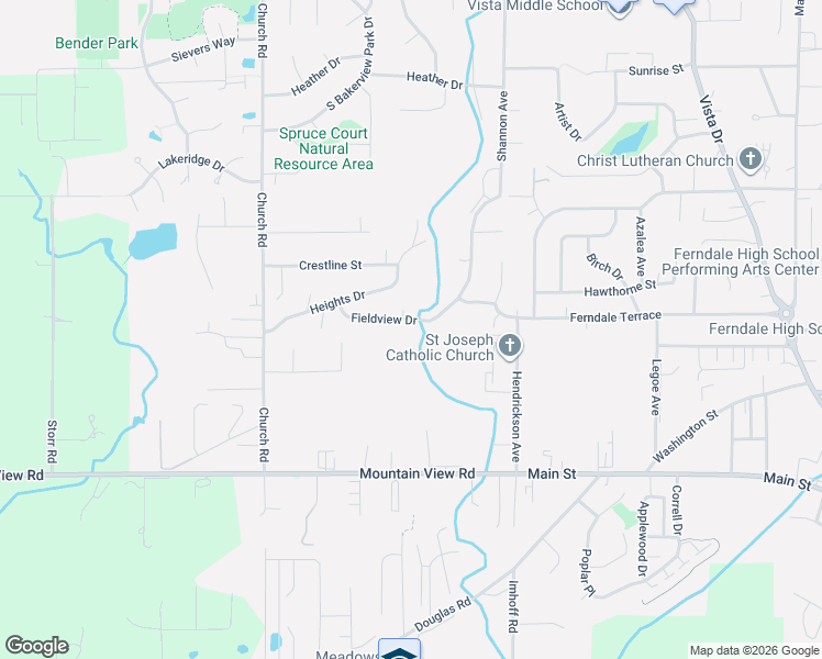 map of restaurants, bars, coffee shops, grocery stores, and more near 2393 Fieldview Drive in Ferndale