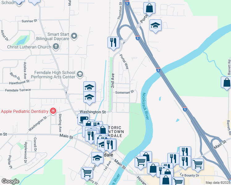 map of restaurants, bars, coffee shops, grocery stores, and more near 1980 Somerset Street in Ferndale