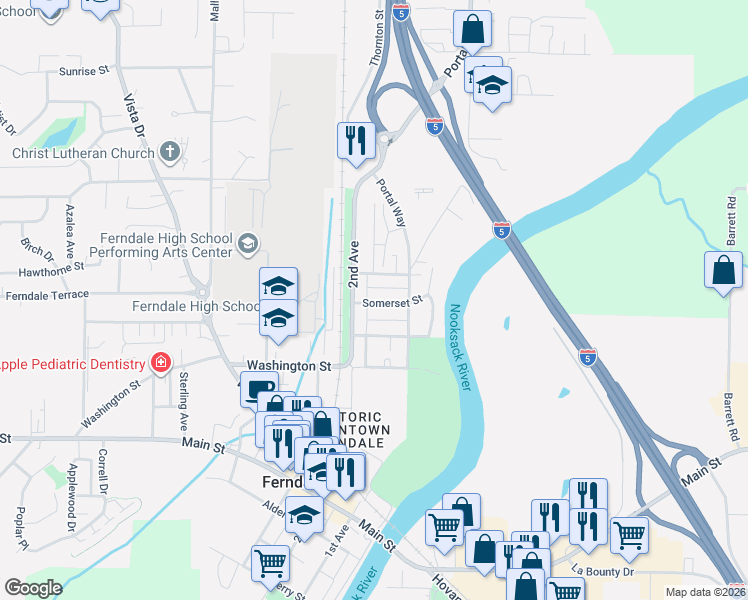 map of restaurants, bars, coffee shops, grocery stores, and more near 1977 Somerset Street in Ferndale
