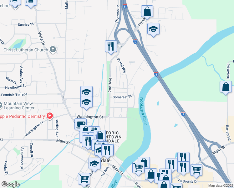 map of restaurants, bars, coffee shops, grocery stores, and more near 1977 Somerset Street in Ferndale