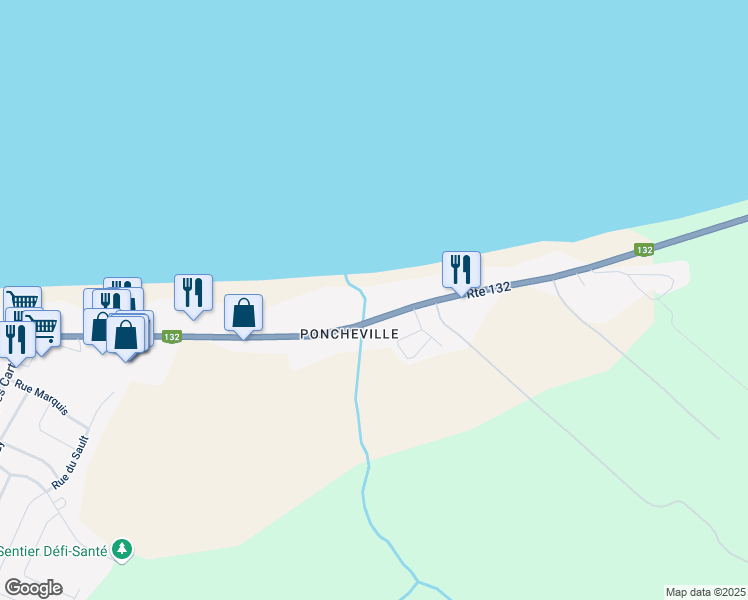 map of restaurants, bars, coffee shops, grocery stores, and more near 786 Avenue du Phare Est in Matane