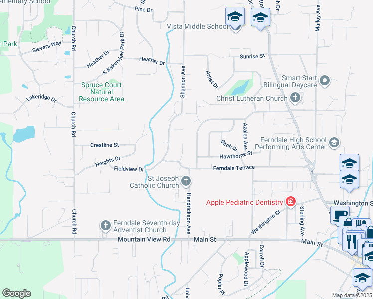 map of restaurants, bars, coffee shops, grocery stores, and more near 5868 Sherry Place in Ferndale