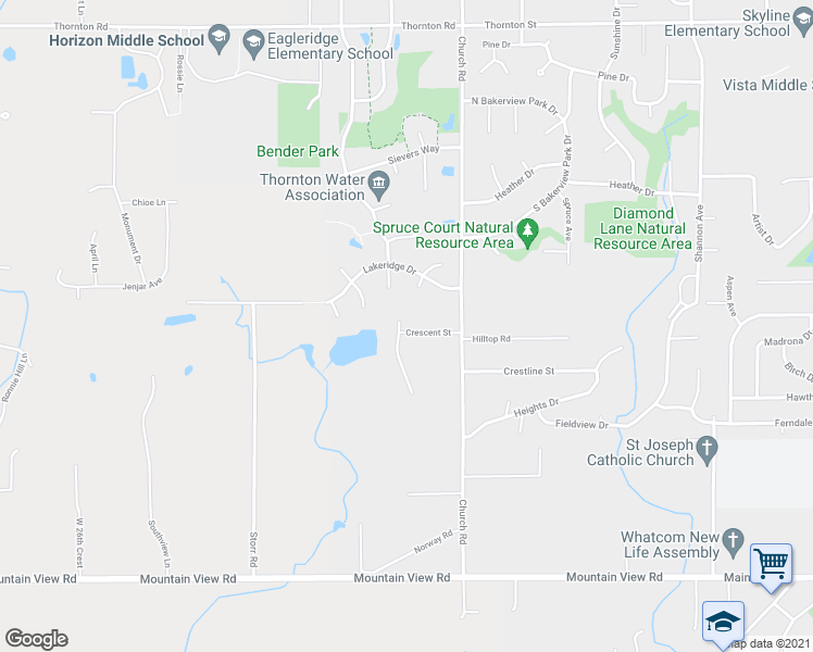 map of restaurants, bars, coffee shops, grocery stores, and more near 2531 Crescent Street in Ferndale