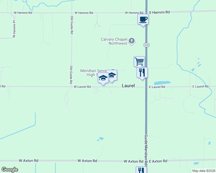 map of restaurants, bars, coffee shops, grocery stores, and more near 214 West Laurel Road in Bellingham